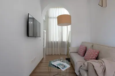 Una televisión o centro de entretenimiento en Coliseum Boutique Apartments