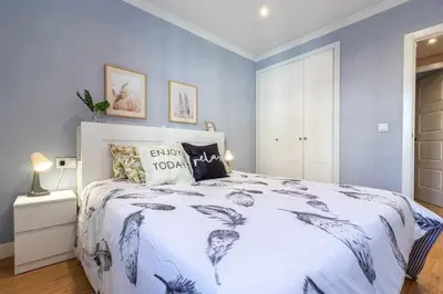 Cama o camas de una habitación en Apartamento 3 en Estadio del Sevilla, 8 plazas y m