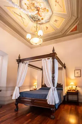 Cama o camas de una habitación en Hotel Mirador de Llerena