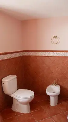Un baño de Cortijo Los Liñanes rural con chimenea, barbacoa y vistas