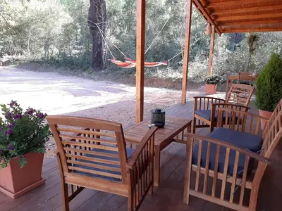 Jardín al aire libre en CABAÑAS DEL BOSQUE CERCA DE CORDOBA